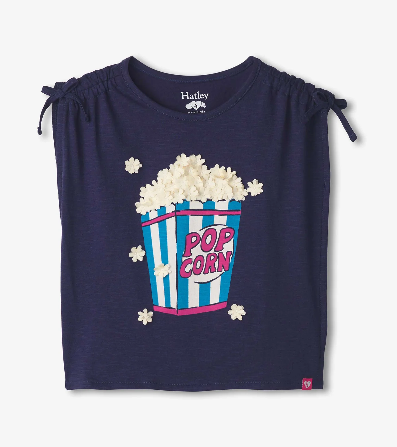 Pop Corn Cinched Shoulder Top - Blue