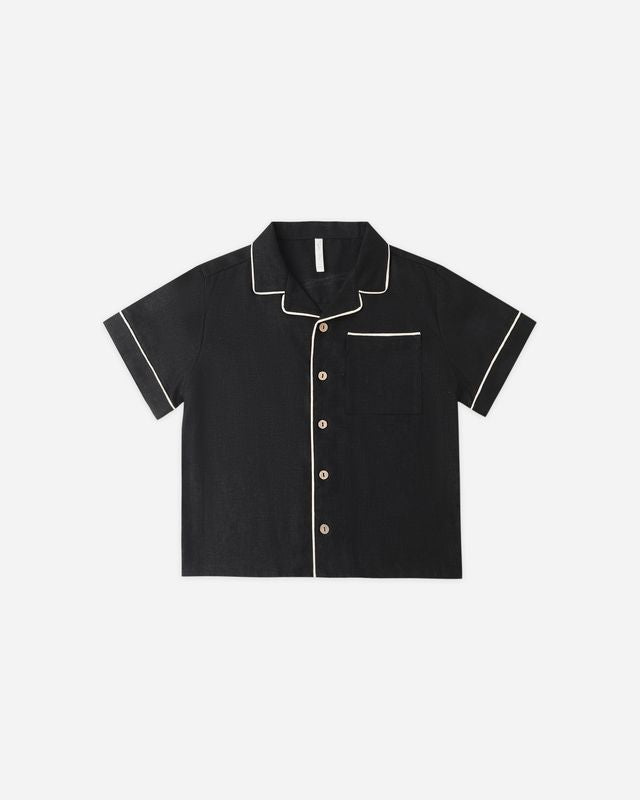 Rylee + Cru Lapel Collared Shirt Black Little Sprout