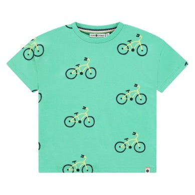 Boys Short Sleeve Shirt With bikes Emerald Babyface Little Sprout