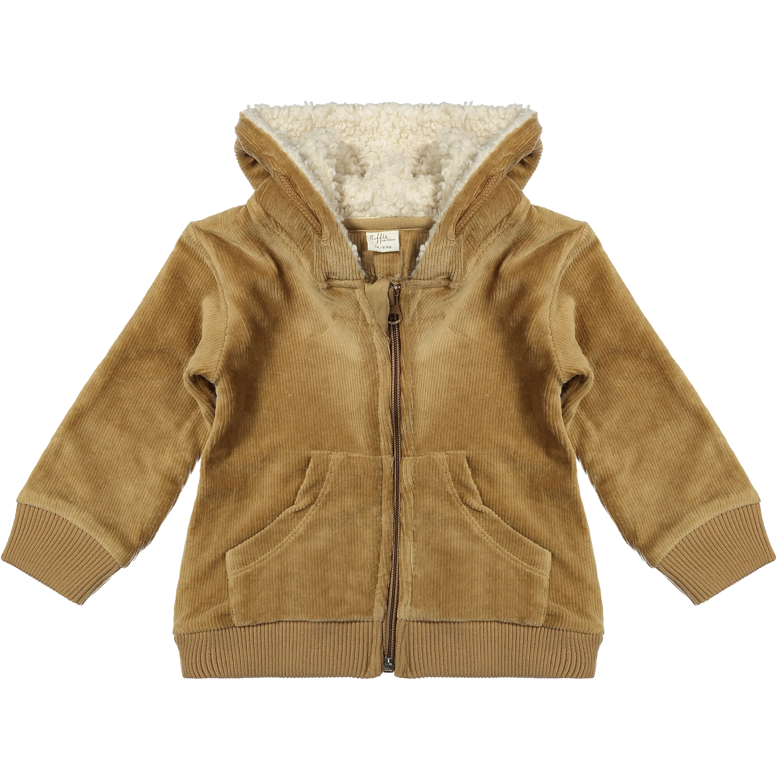 Riffle Hooded Cardigan Corduroy Rib Noi Brown Little Sprout