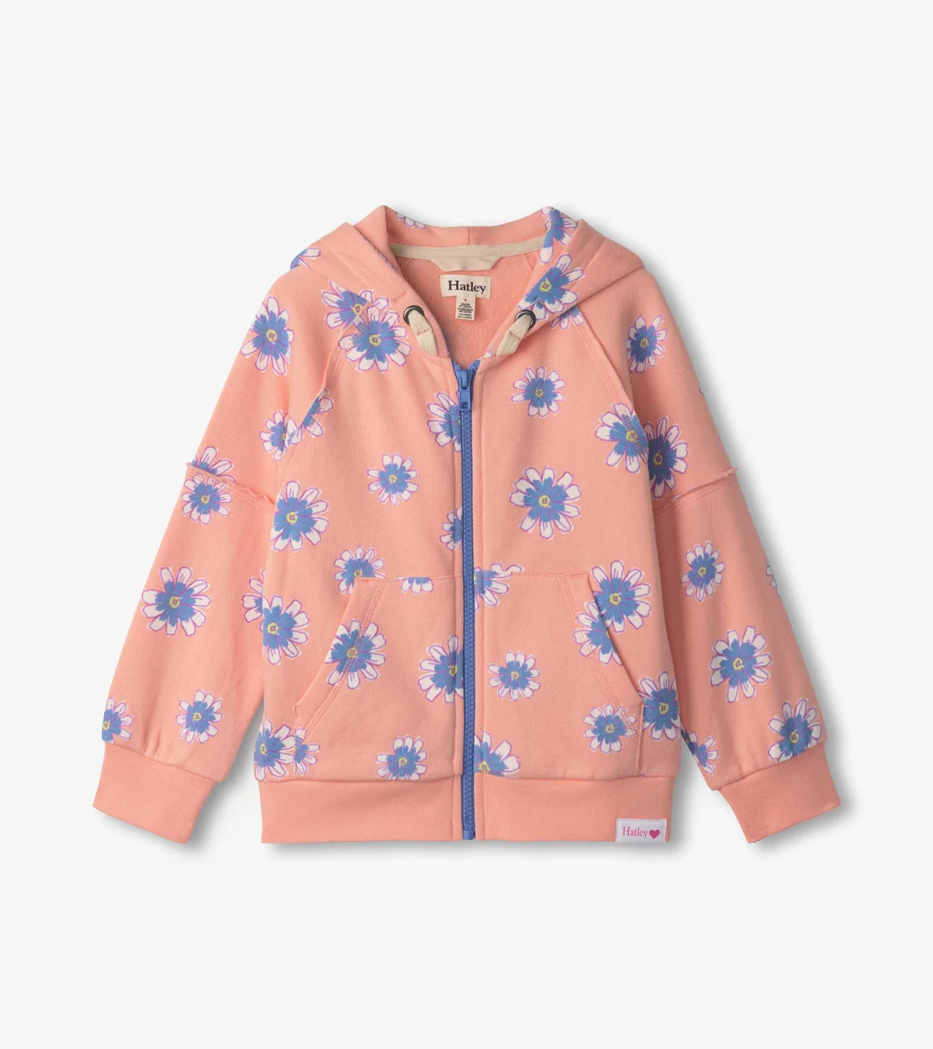 Doodle Daisy Raw Edged Hoodie - Apricot Blush