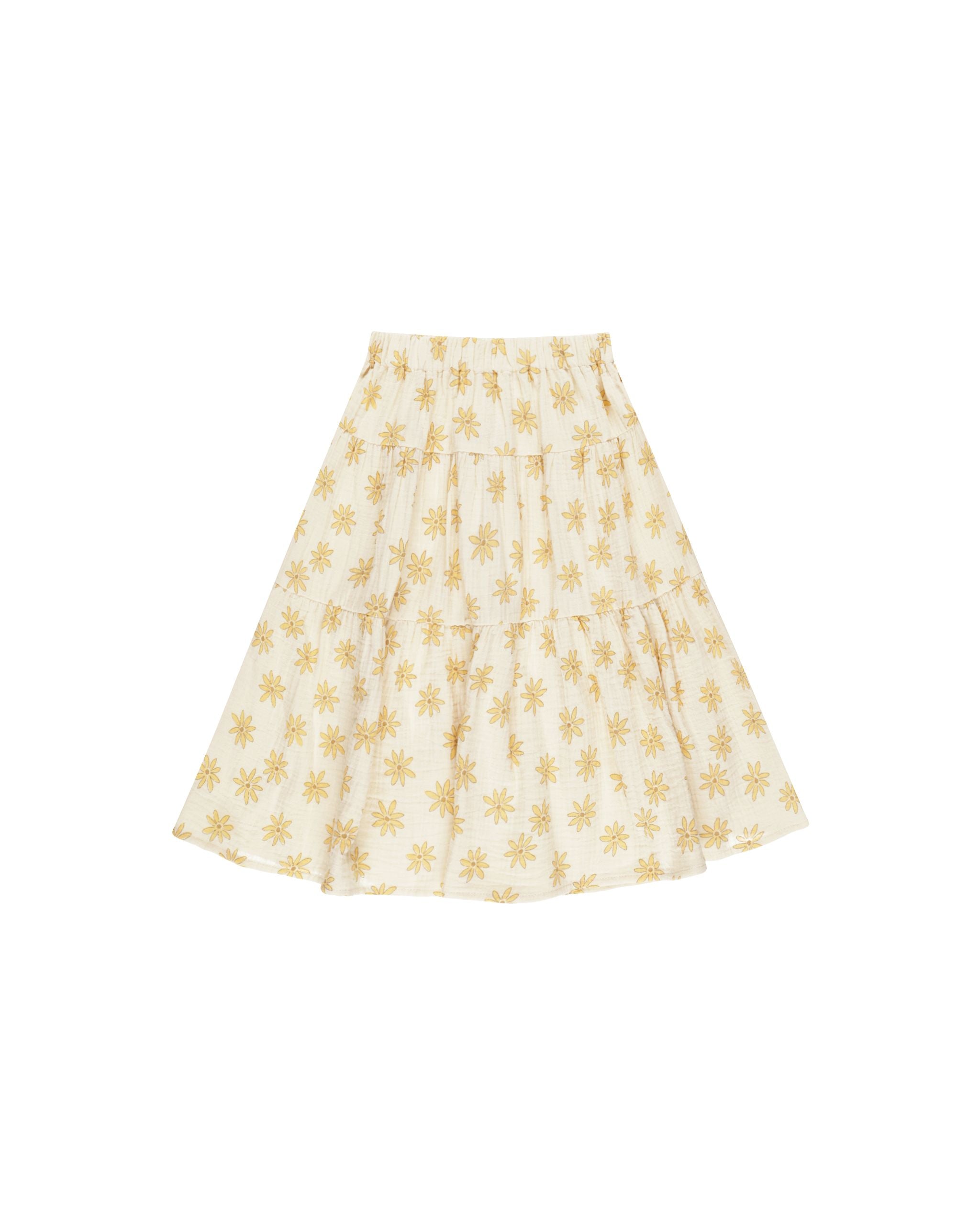 Tiered Midi Skirt - Daisies