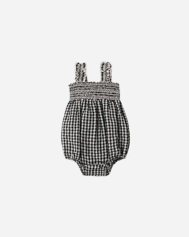 Rylee + Cru Julia Romper Black Check Little Sprout