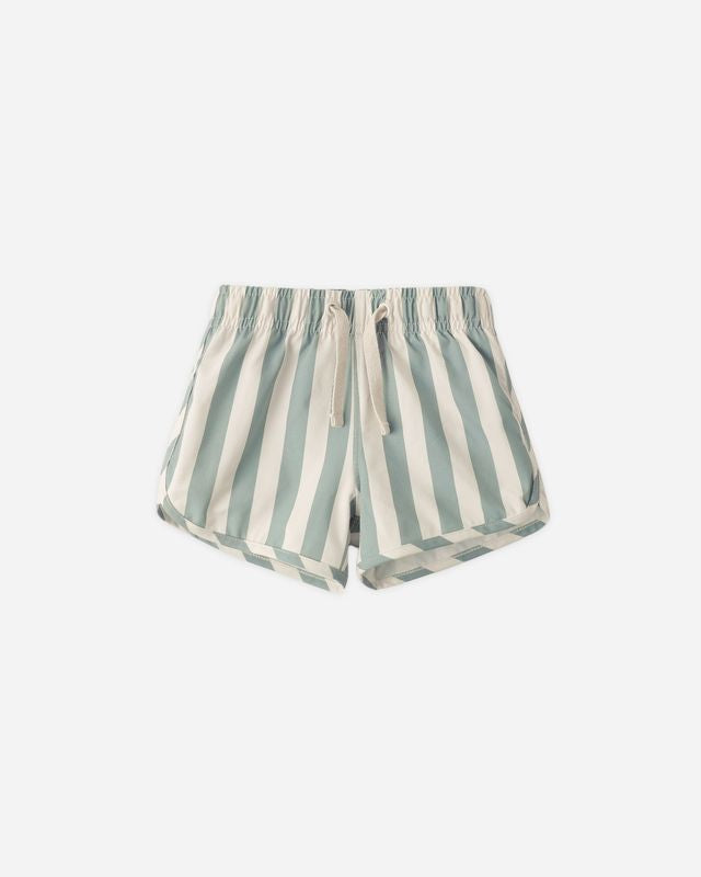 Rylee + Cru Swim Trunk Green Stripe Little Sprout