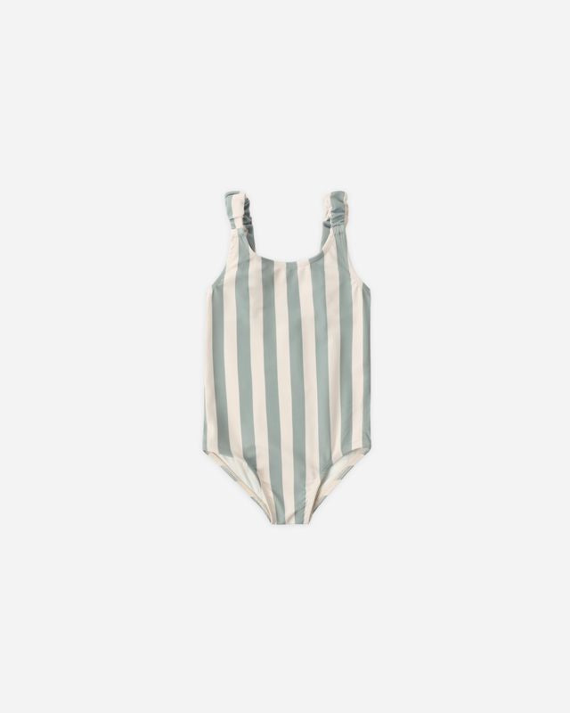 Rylee + Cru Scrunch One-Piece Green Stripe Little Sprout