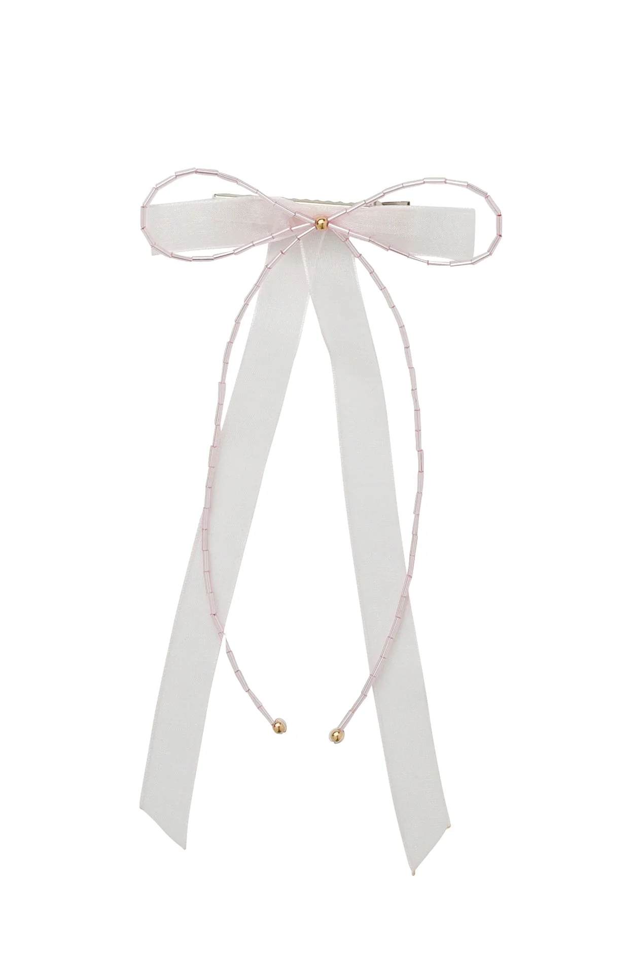 Dainty Fairy Beaded Bow - Pink