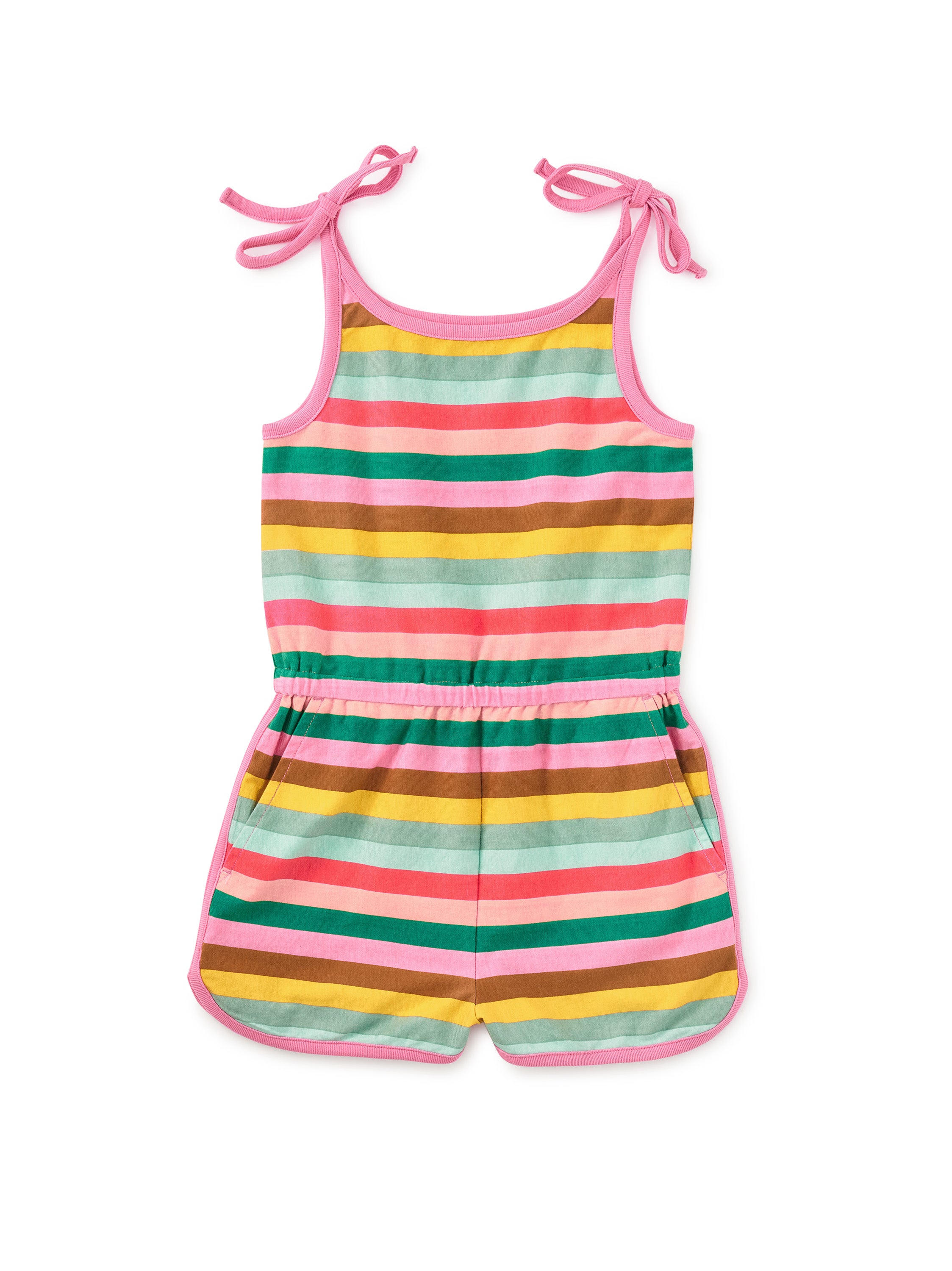 Tea Collection Tie Shoulder Sporty Romper San Sebastián Stripe Little Sprout