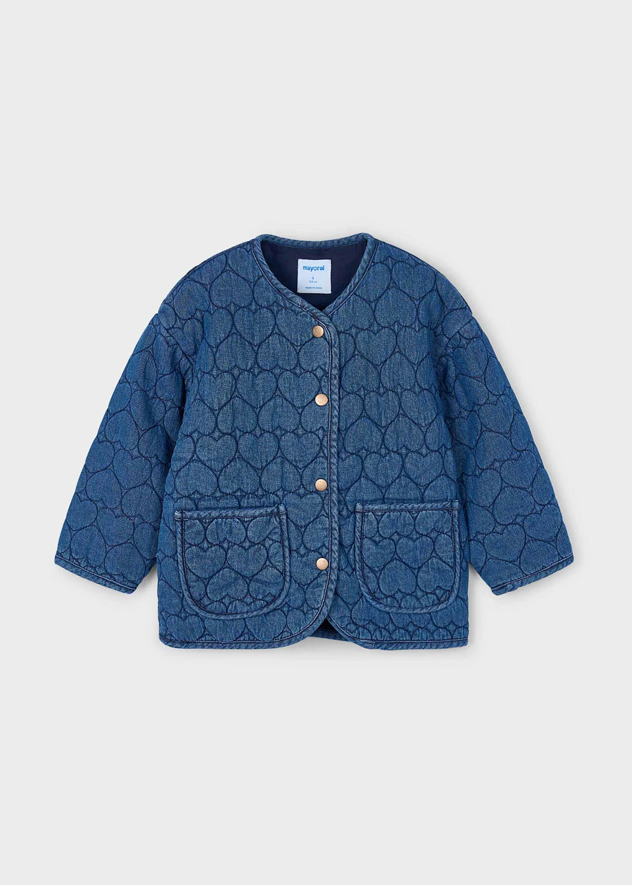 Mayoral Heart Printed Denim Jacket Little Sprout