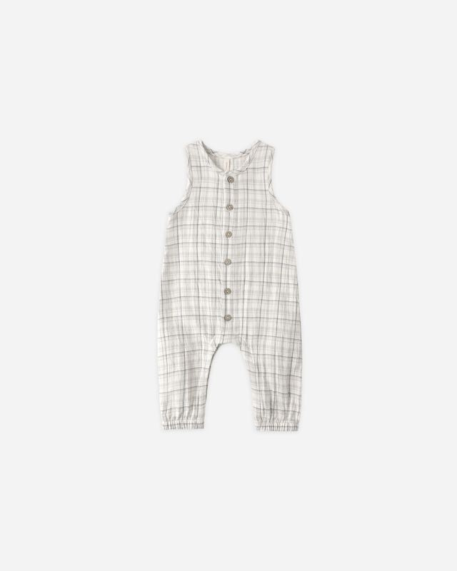 Quincy Mae woven Jumpsuit Blue Plaid Little Sprout