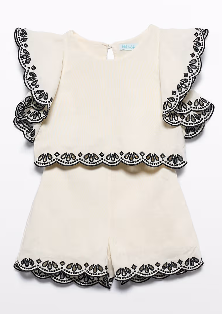 Abel and Lula Embroidered Short Set Little Sprout Cream
