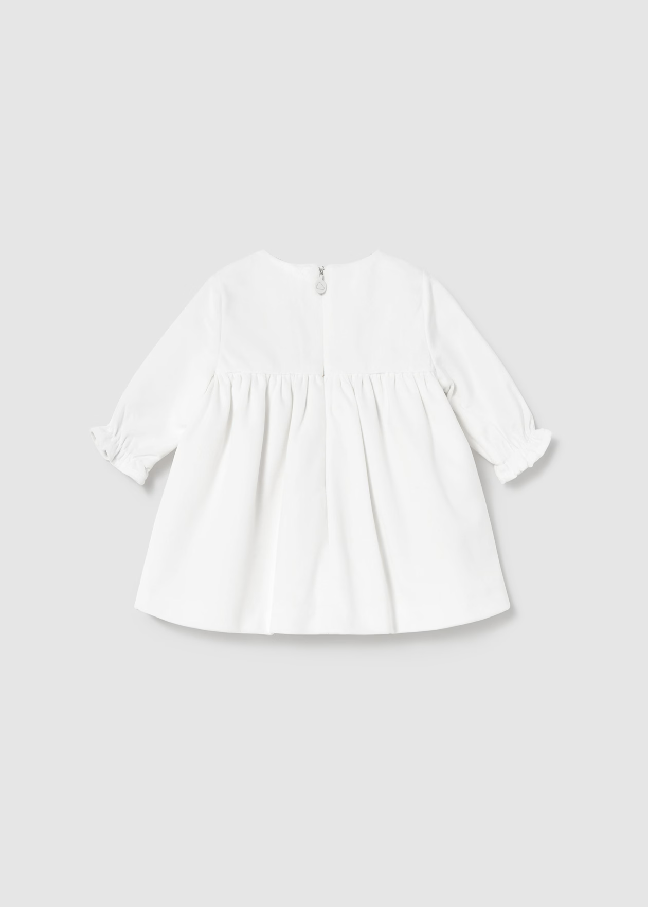 Newborn Girl Velvet Dress - Ecru