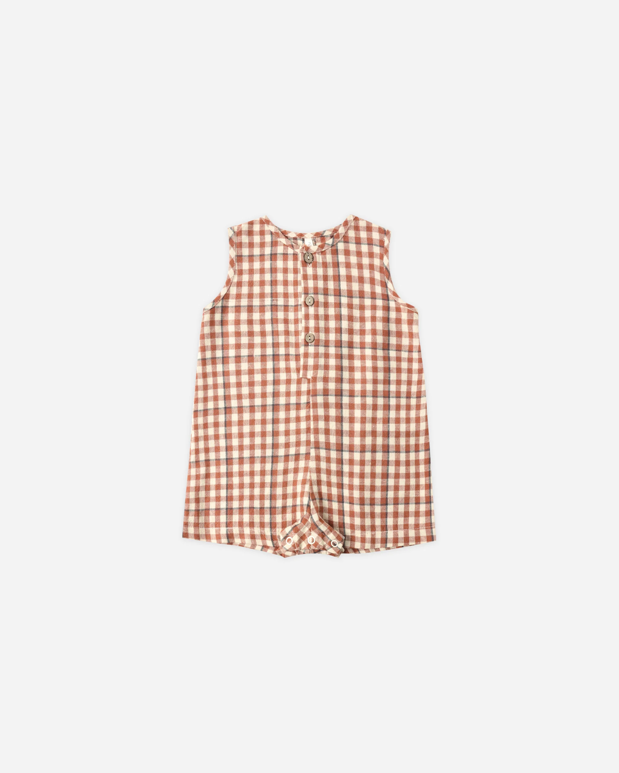 Rylee and Cru Maverick Romper Poppy Gingham Little Sprout