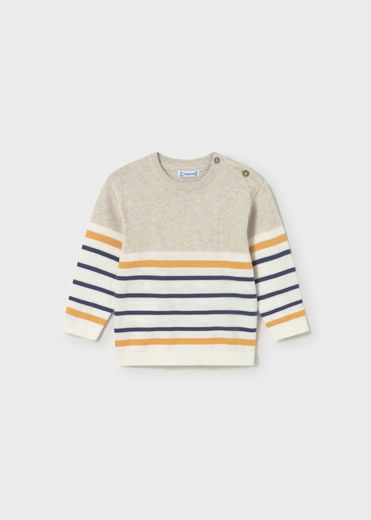 Baby Boy Striped Sweater Oat Heather Mayoral Little Sprout