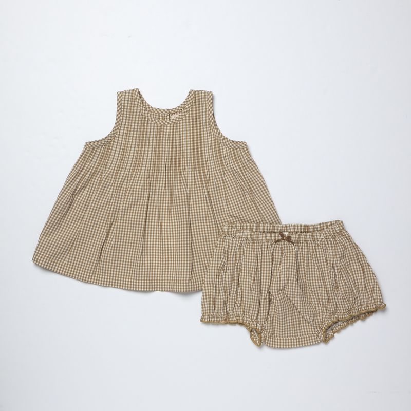 Pink Chicken Baby Girls Jaipur 2 Piece Set Cocoa Gingham Little Sprout