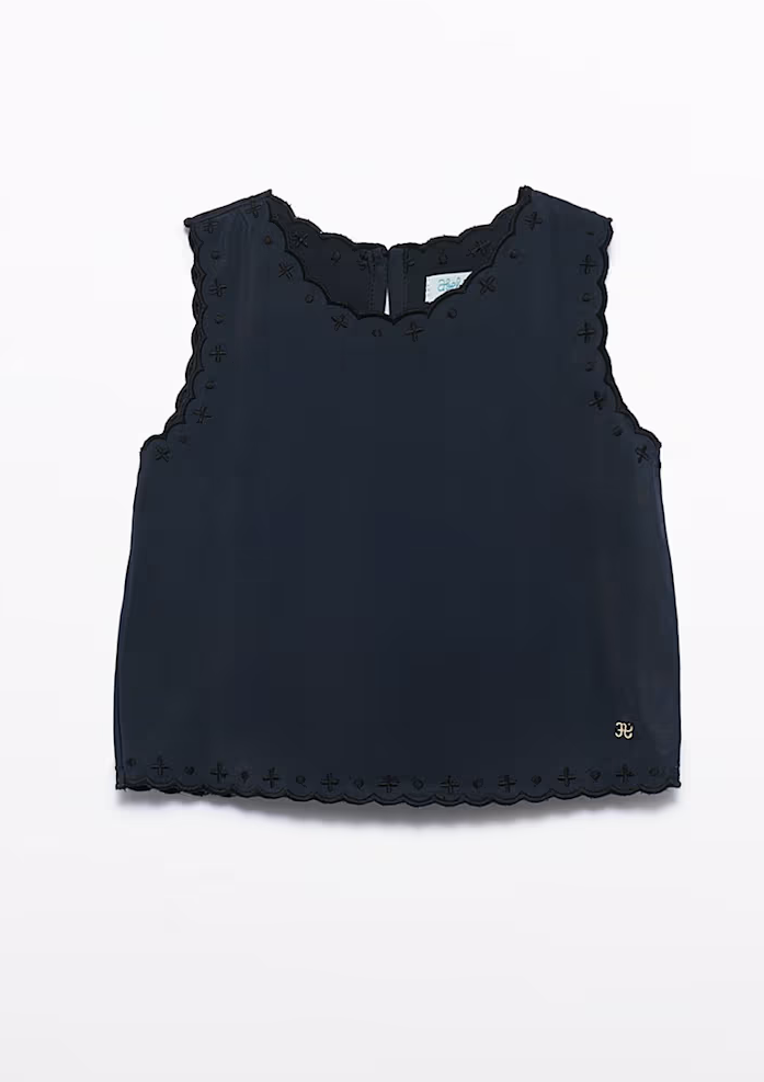 Abel and Lula Embroidered Top Black Little Sprout