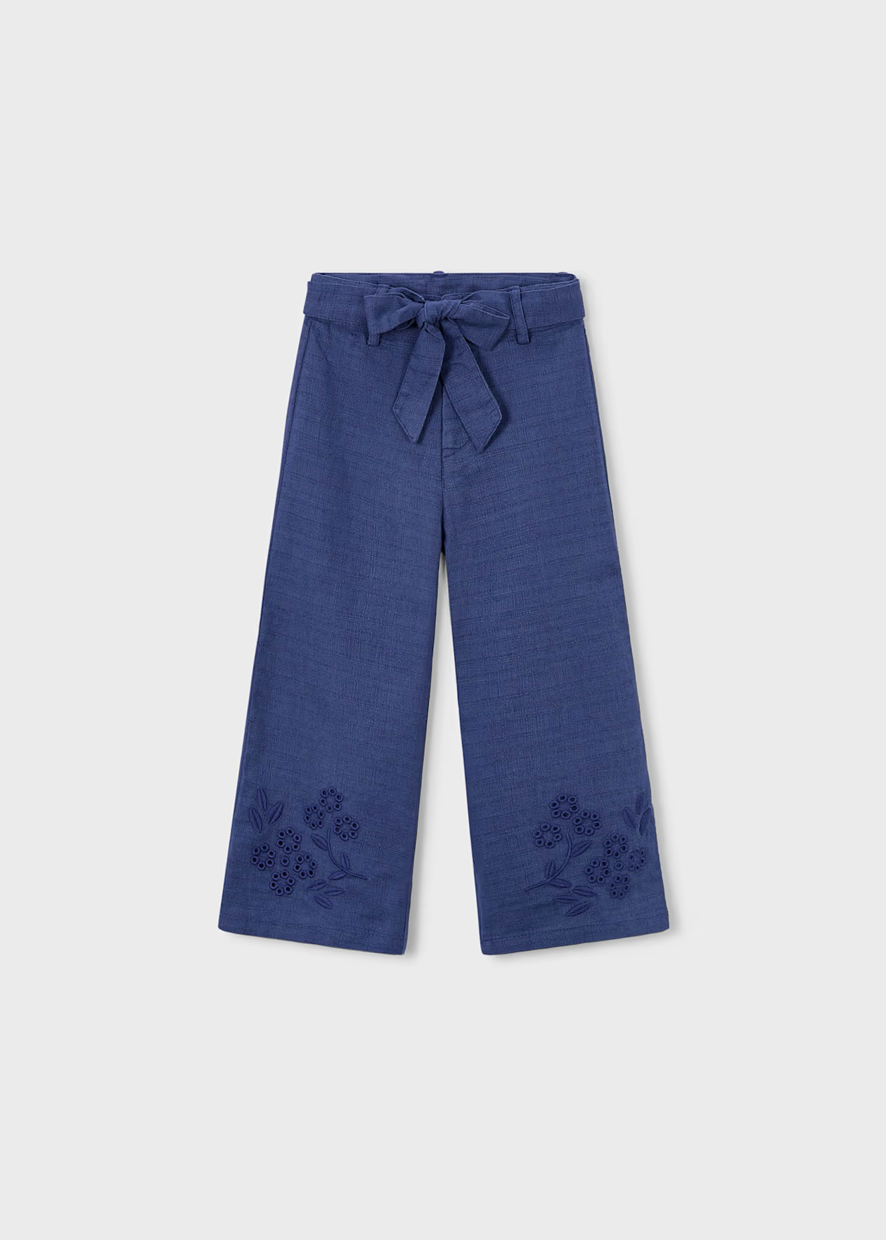 Mayoral Girls Linen Embroidered Pants Porcelain Little Sprout