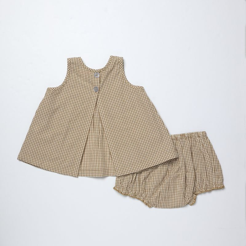 Baby Girls Jaipur 2 Piece Set - Cocoa Gingham