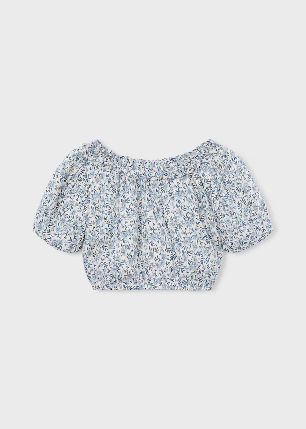 Mayoral Girl Printed Top Sky Blue Little Sprout