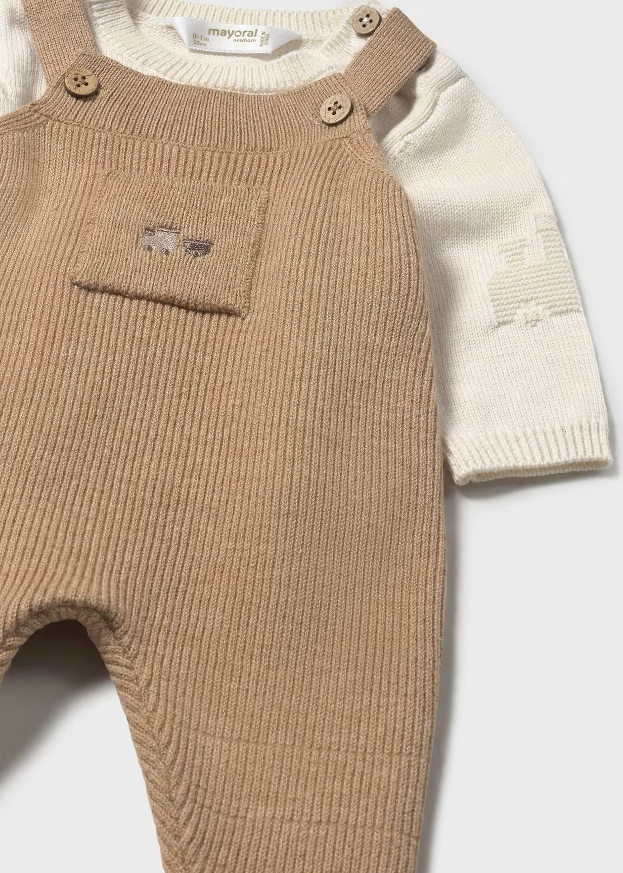Newborn Boy 2-Piece Dungaree Set - Heather Toffee