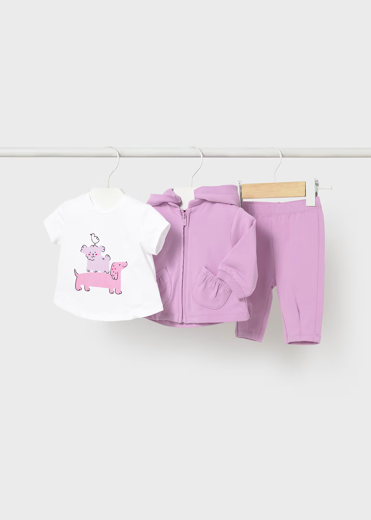 Mayoral Newborn Girl Newborn Track suit 3 Piece Set Lilac Little Sprout