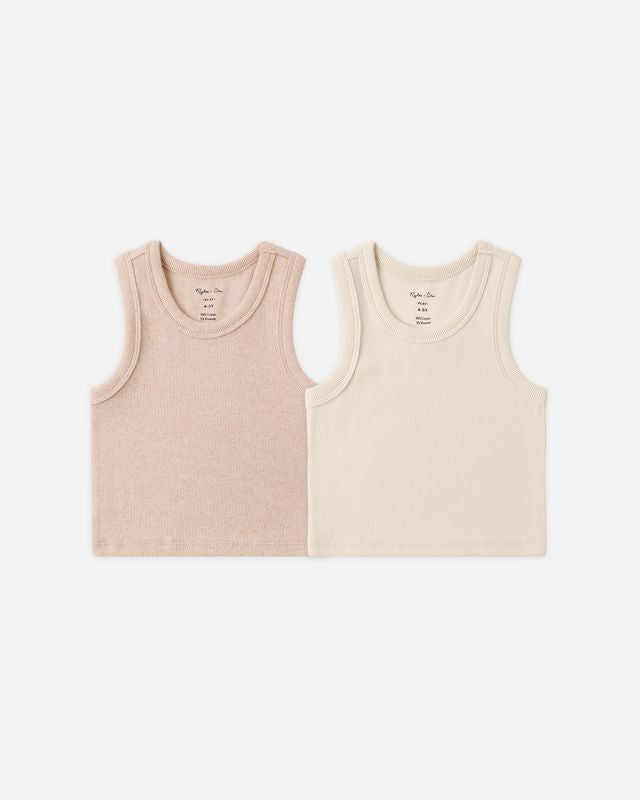 Rylee and Cru Ribbed Tank Set Shell Heathered Blush Little Sprout