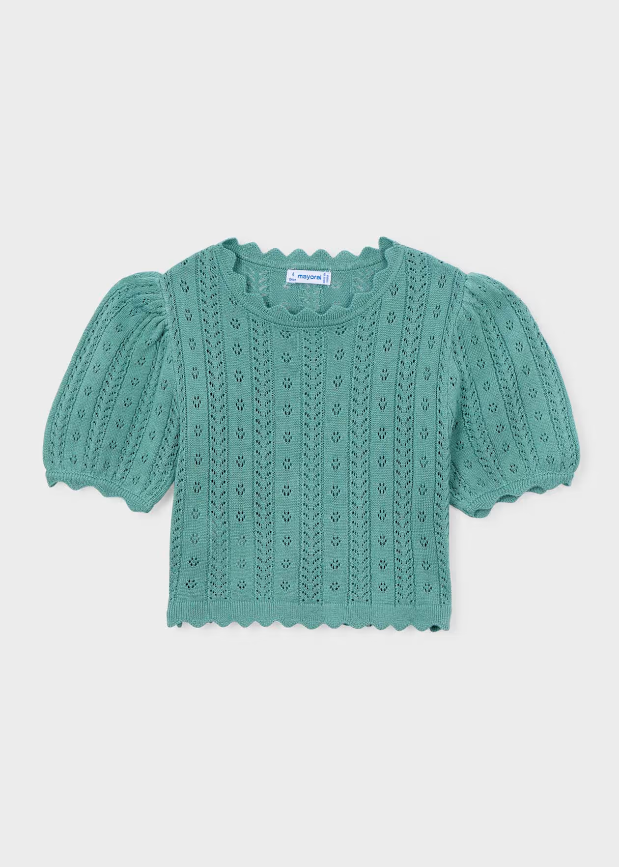 Mayoral Girl Openwork T Shirt Mint Little Sprout