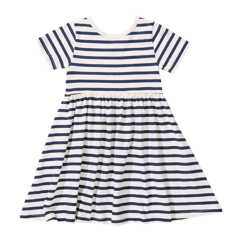 Pink Chicken Coop Sunny Dress Navy Stripe Little. Sprout