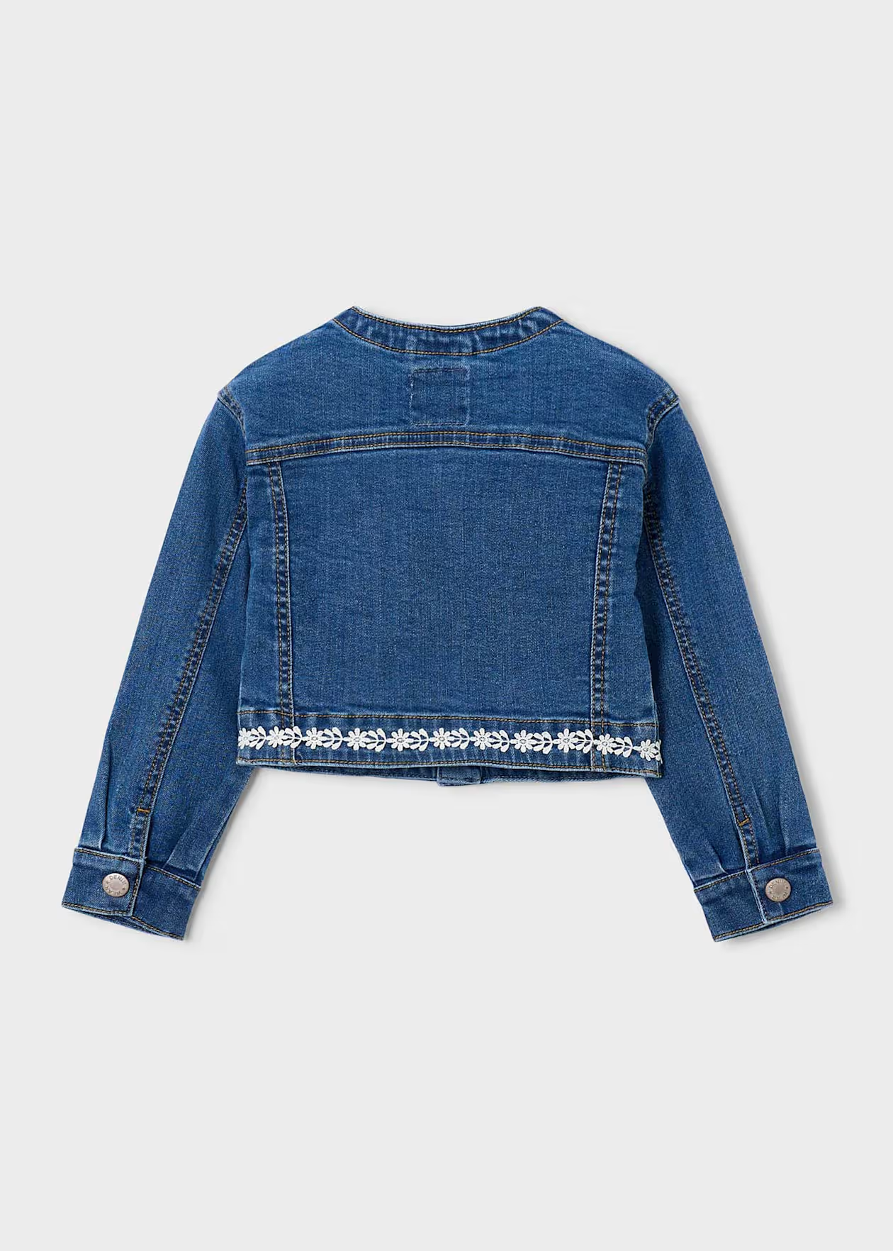 Denim Jacket with Guipure Details - Dark