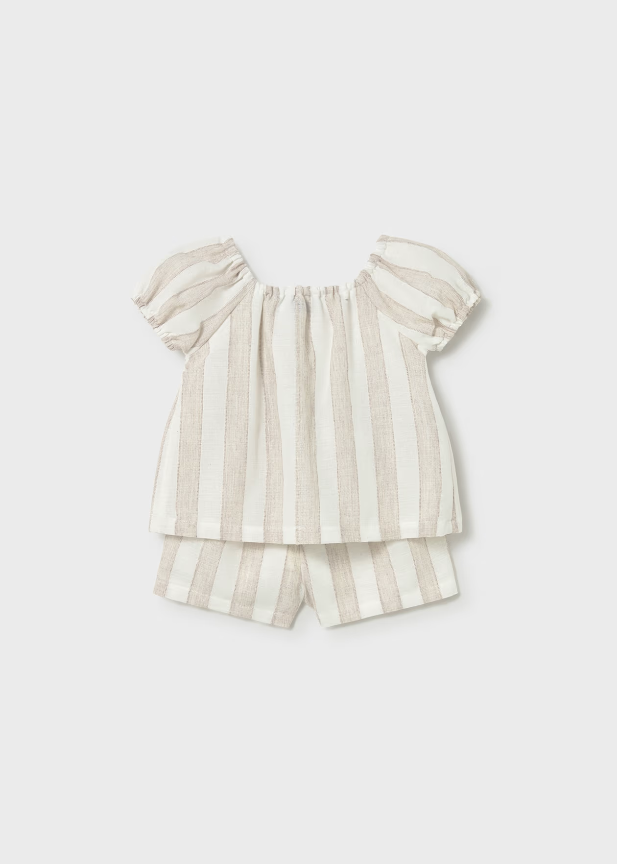 Baby Striped Shorts and Blouse 2 Piece Set - Hazelnut