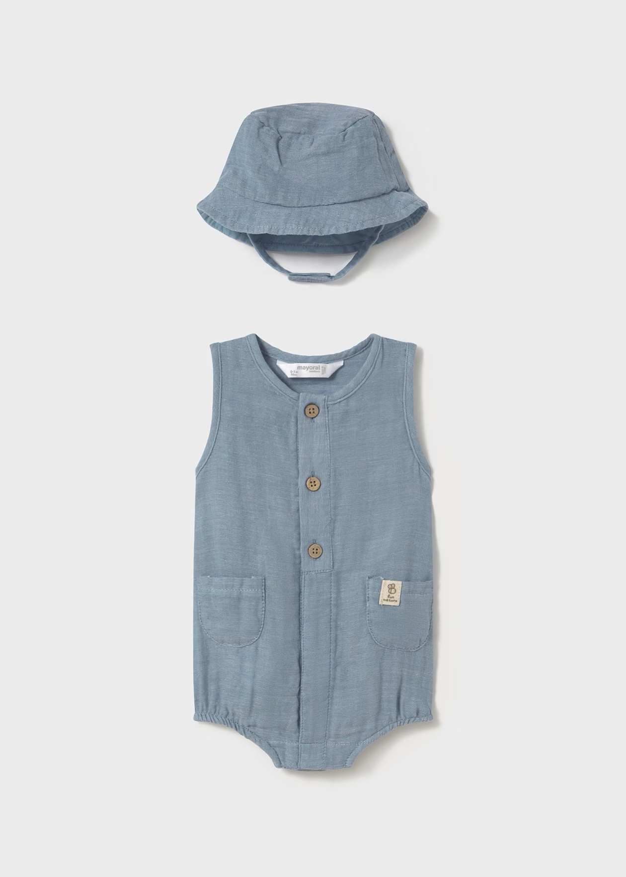 Newborn Romper with Hat - Denim-Little Sprout
