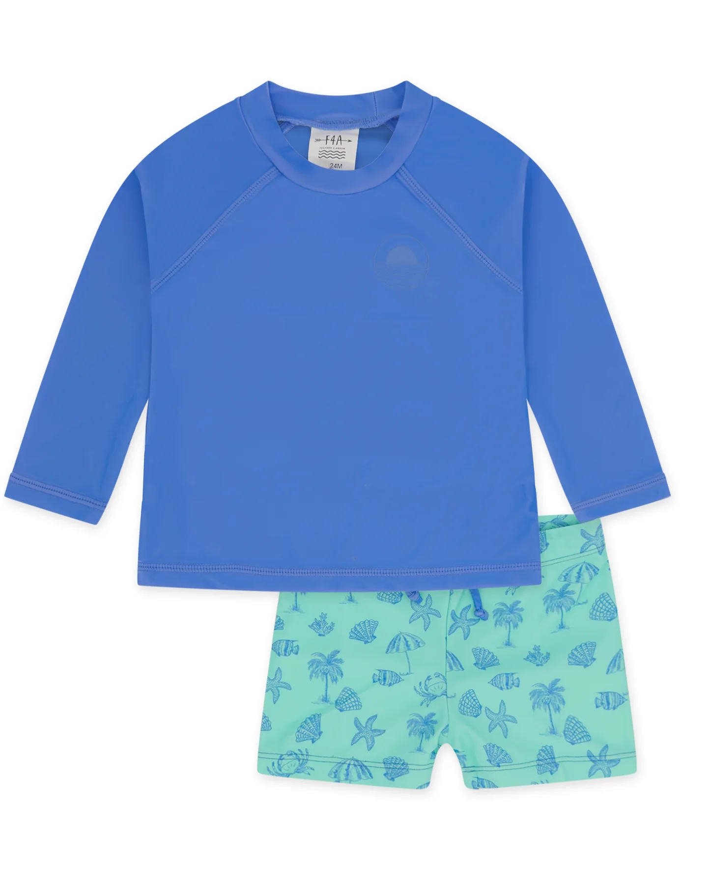Feather 4 Arrow Surfs Up Rashguard Set Sandy Shores Aqua Crystal Little Sprout