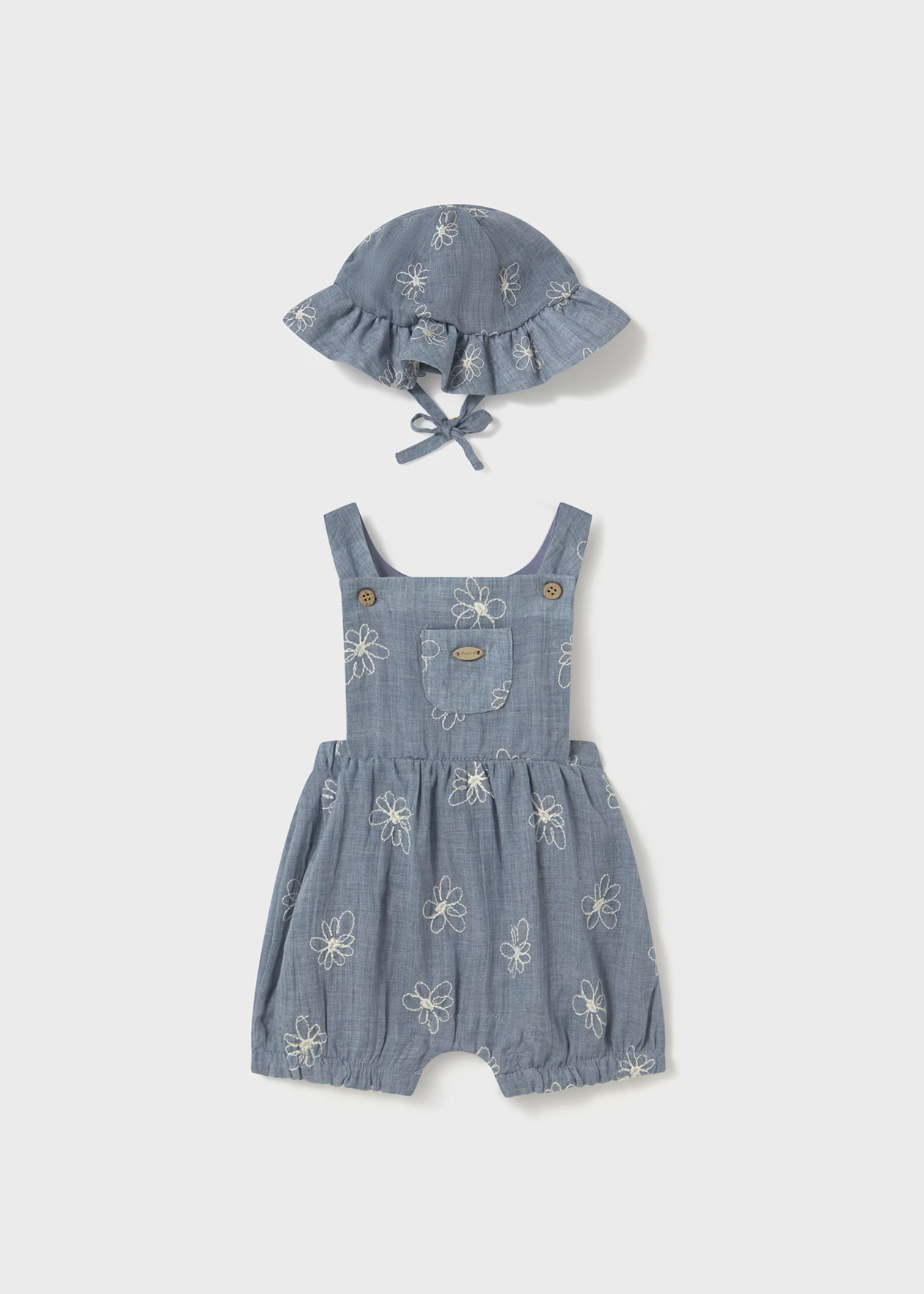 Newborn Print Dungarees with Hat - Denim-Little Sprout