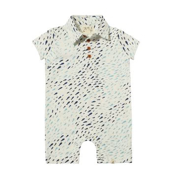 Drift Printed Polo Romper - Blue Fish