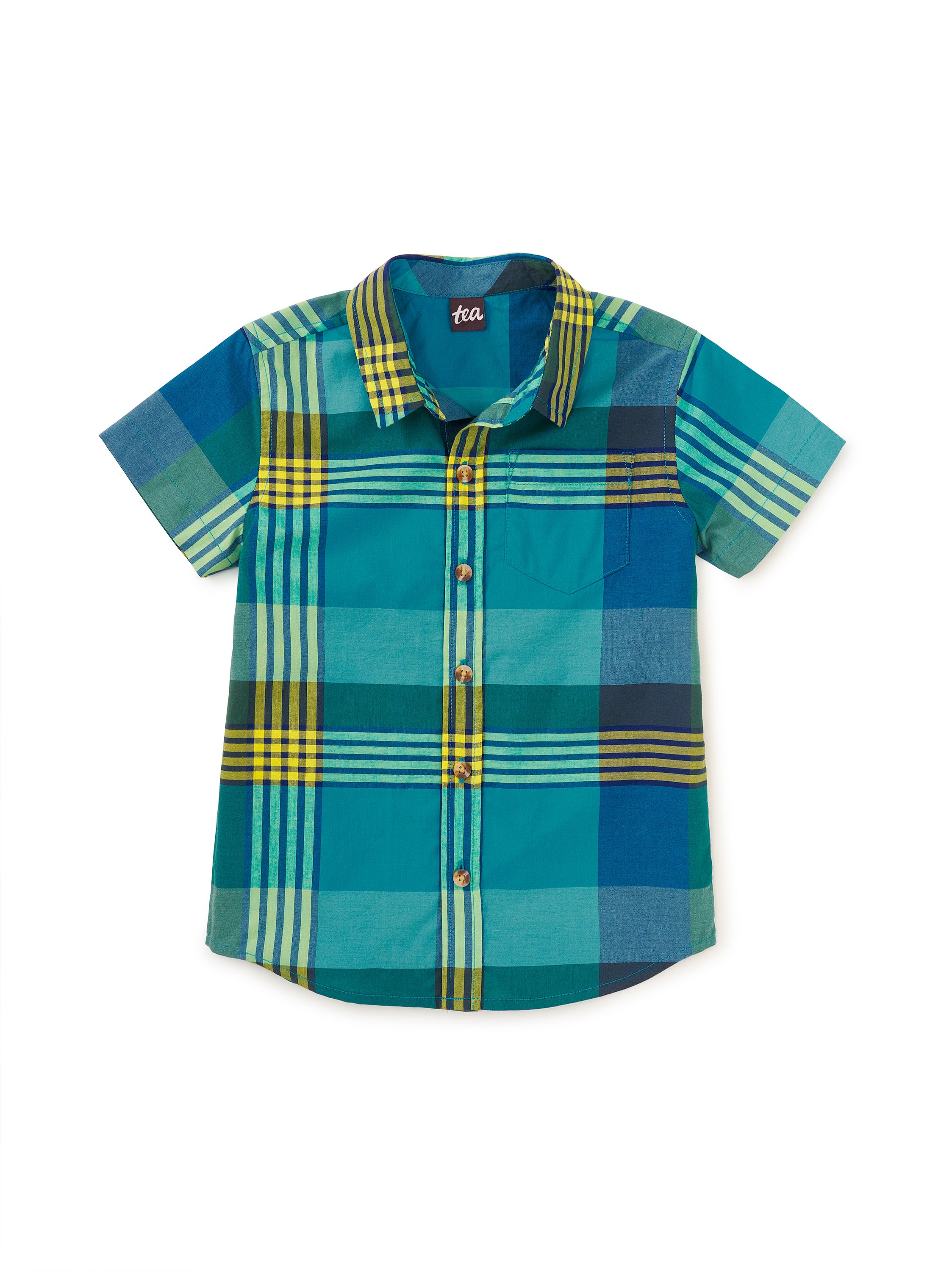 Plaid Button Up Woven Baby Shirt - Amazonian