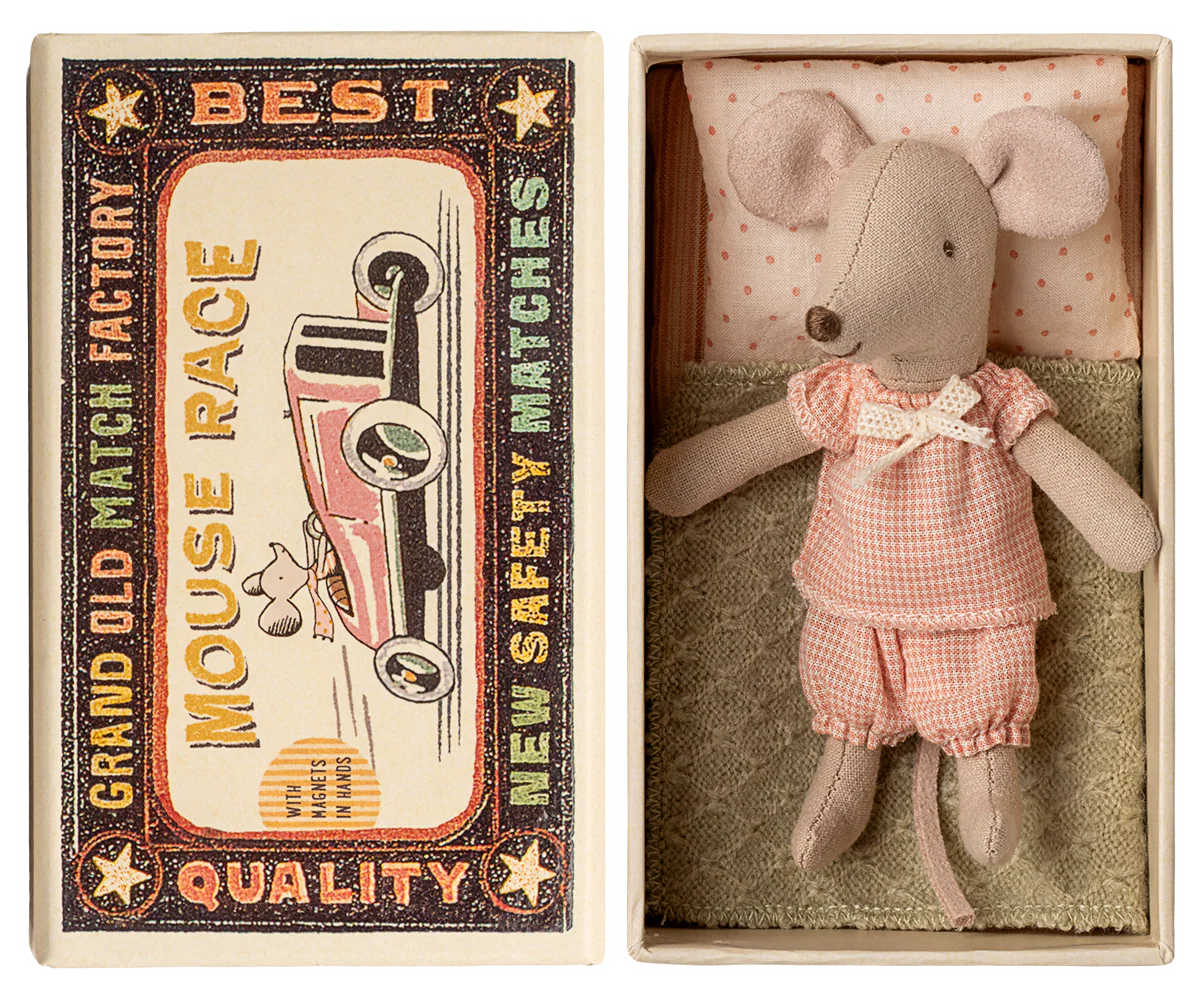 Maileg Little Sister Mouse in Matchbox Little Sprout