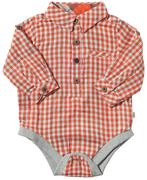 Jasper Woven Onesie - Pumpkin Micro Plaid