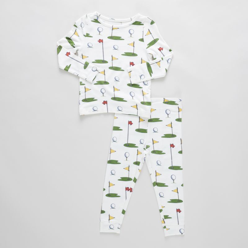 Kids Bamboo PJ Set - Cream Golf Tournament