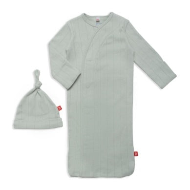 Love Lines Gown and Hat Set - Organic Pointelle Cotton