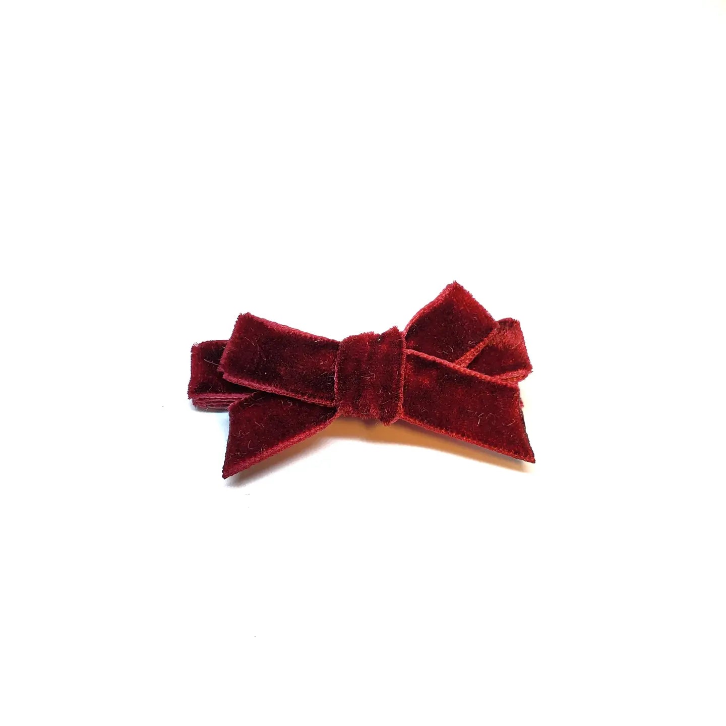 Mini Hair Bow - Maroon Velvet