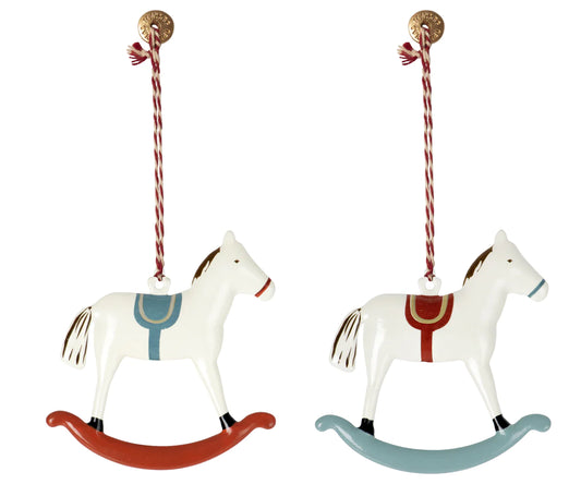 Metal Rocking Horse Ornament Set of 2 - Assorted