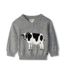 Milk Cow V-Neck Sweater - Light Grey Melange