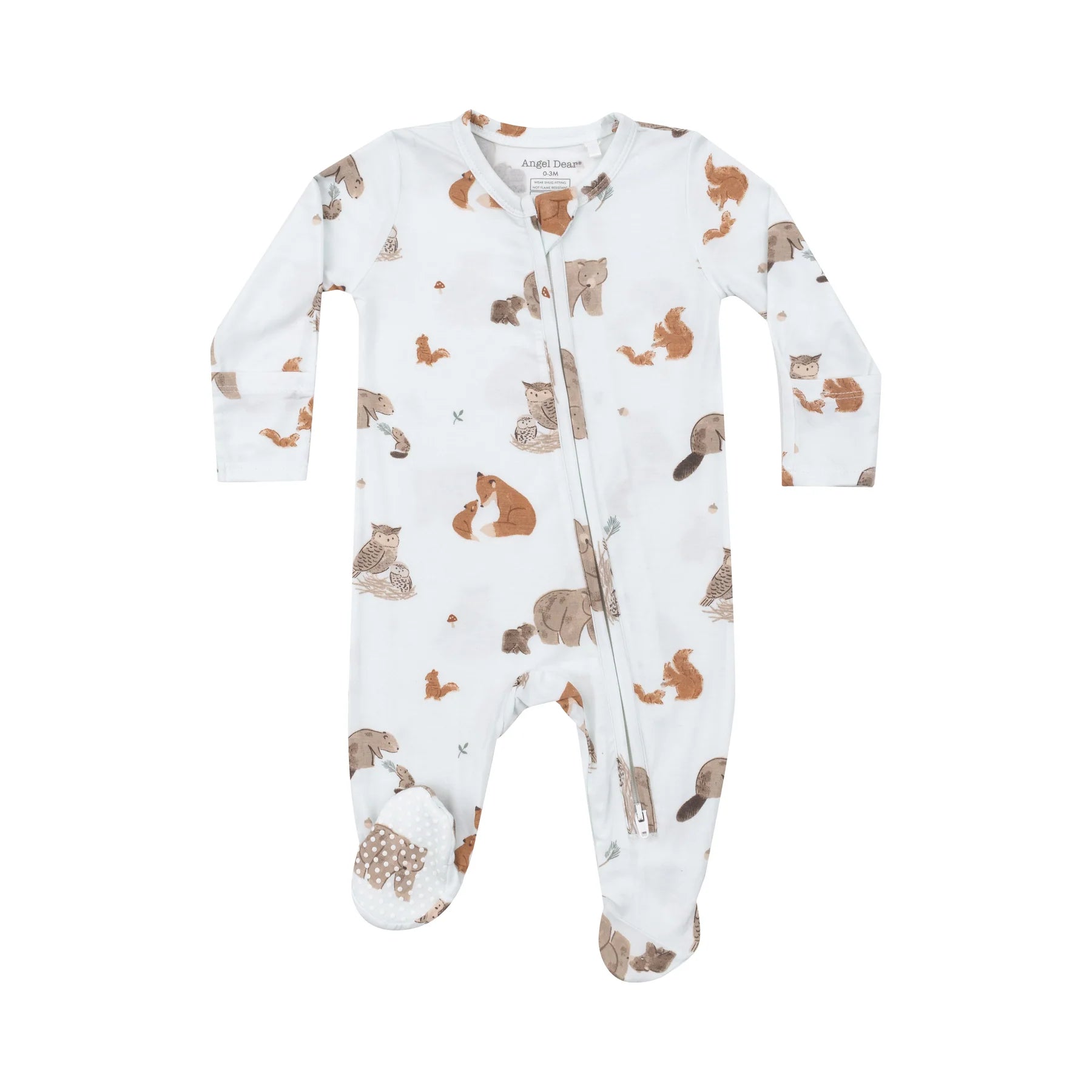 2-Way Zipper Footie - Blue Mixed Woodland Animals