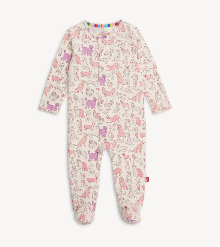Pink It's a Pawty Right Fit Footie Modal Magnetic Little Sprout