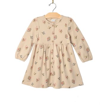 Combed Jersey Button Down Dress - Mushrooms