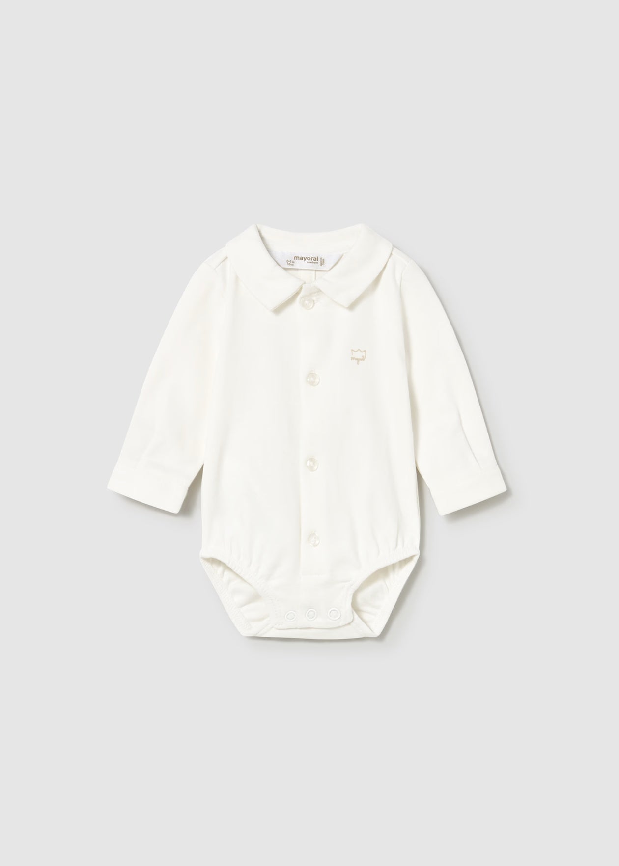 Mayoral Newborn Boy Collared Shirt Bodysuit Ecru Little Sprout