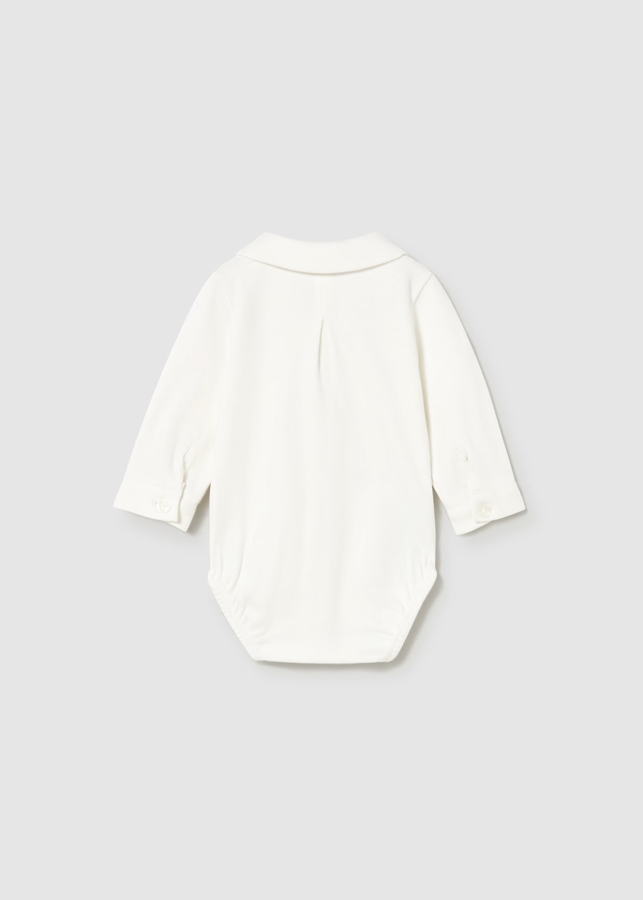Newborn Boy Collared Shirt Bodysuit - Ecru