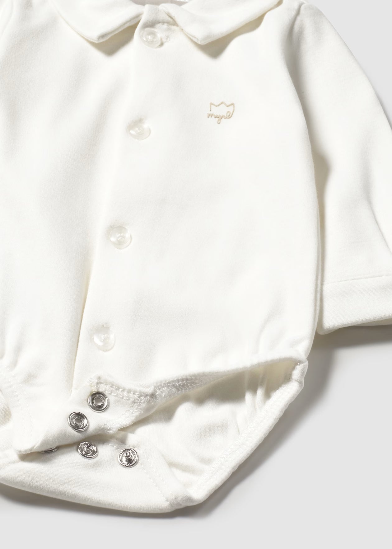 Newborn Boy Collared Shirt Bodysuit - Ecru