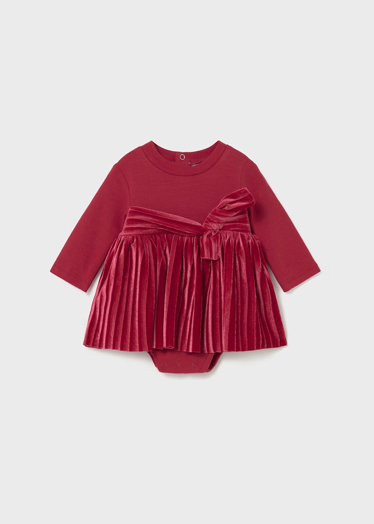 Mayoral Newborn Girl Gathered Dress cherry Little sprout
