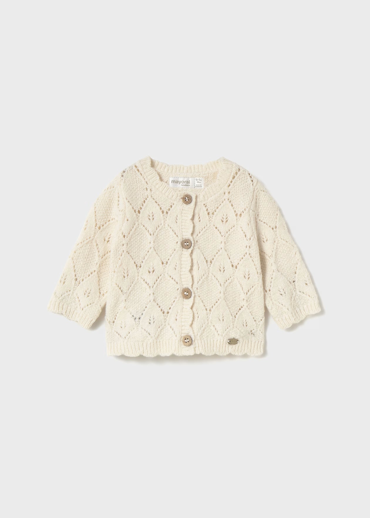 Mayoral Newborn Girl Knit Cardigan Milk Heather Little Sprout