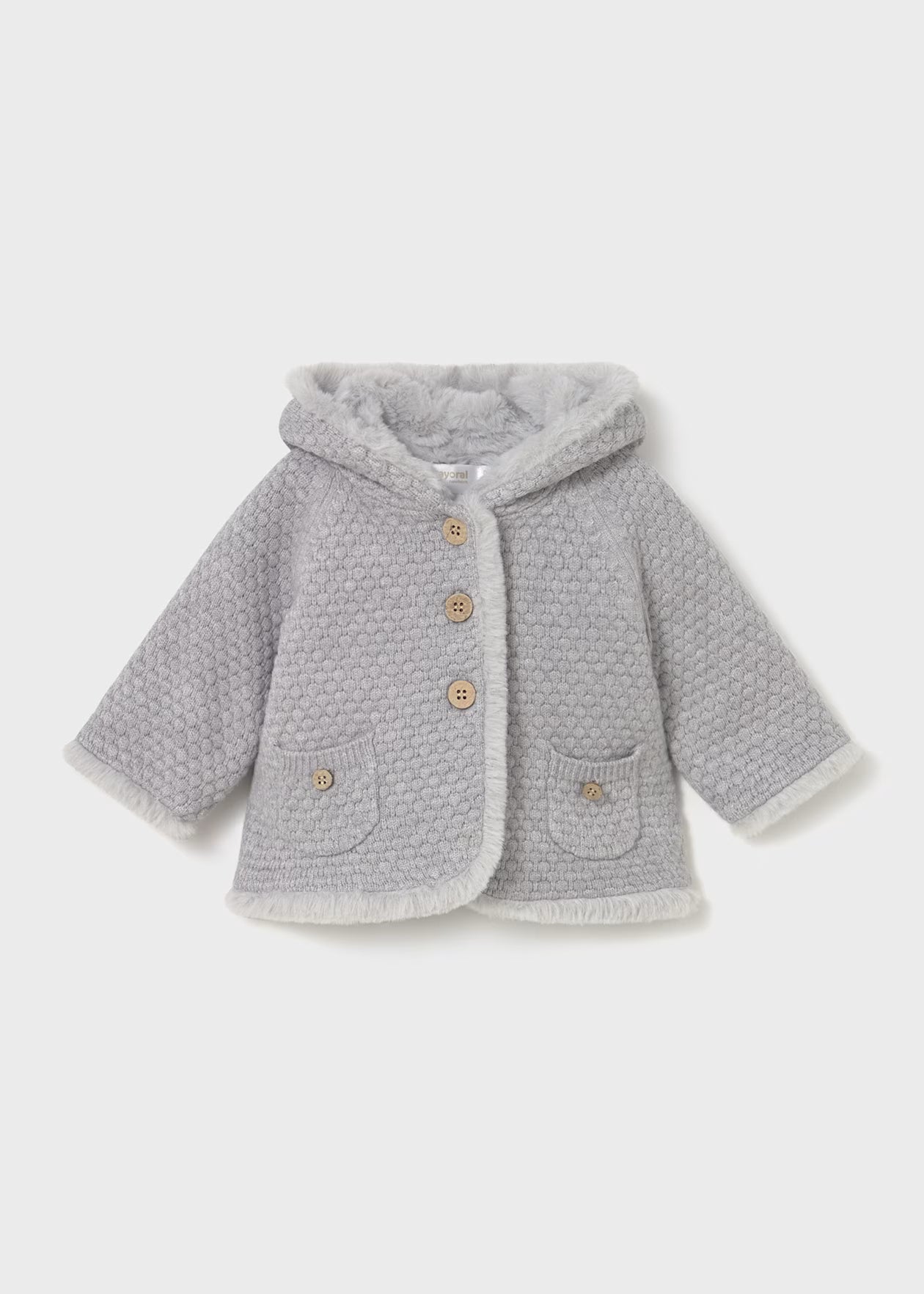 Mayoral Newborn Girl Knit Jacket with Faux Fur Little Sprout